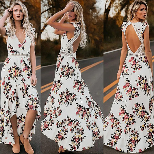 Abito floreale con scollo a V